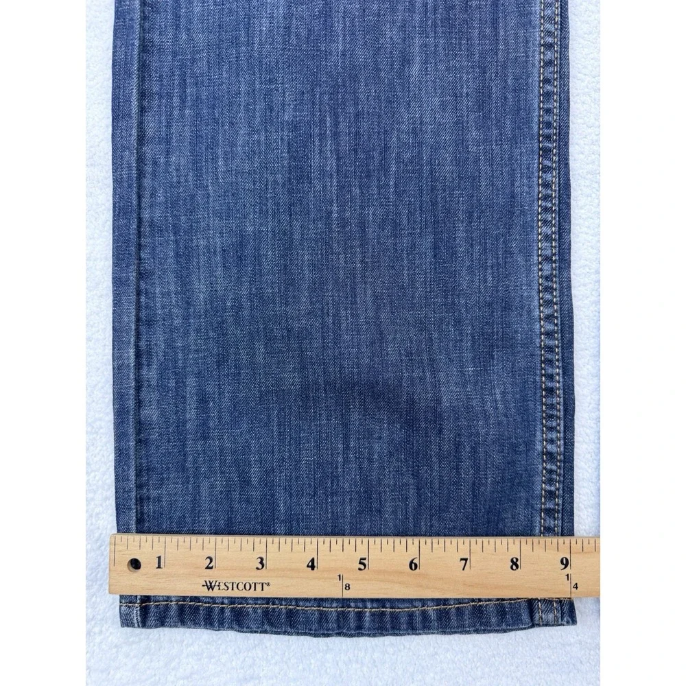 Levis 527 Jeans Men 34x32 Blue Slim Boot Distressed Whisker Denim Cowboy Western